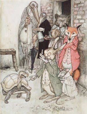 The Hare and the Tortoise by Arthur Rackham Oil Painting