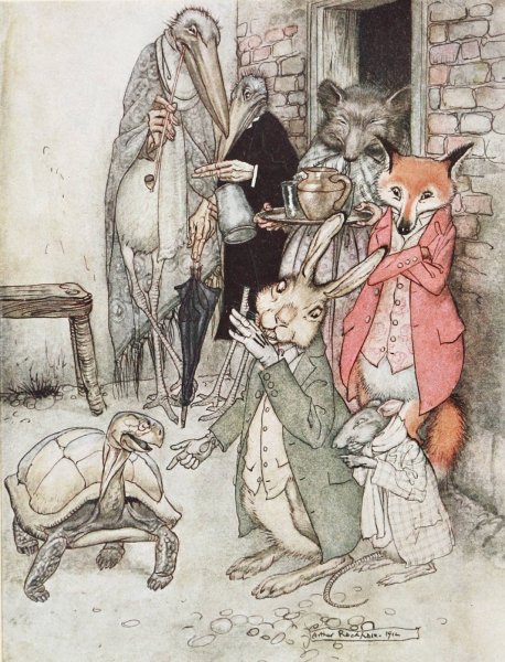 Main Product Photo of The Hare and the Tortoise  Painting by Arthur Rackham
