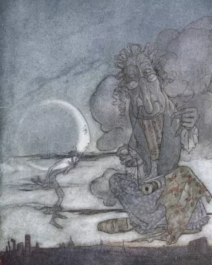 The Moon and her Mother by Arthur Rackham Oil Painting