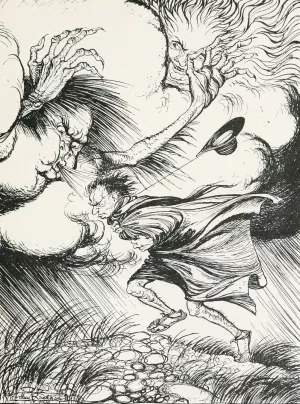 The North Wind and the Sun by Arthur Rackham Oil Painting