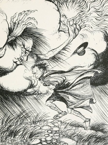 The North Wind and the Sun  by Arthur Rackham - Hand-Painted Oil Painting Reproduction