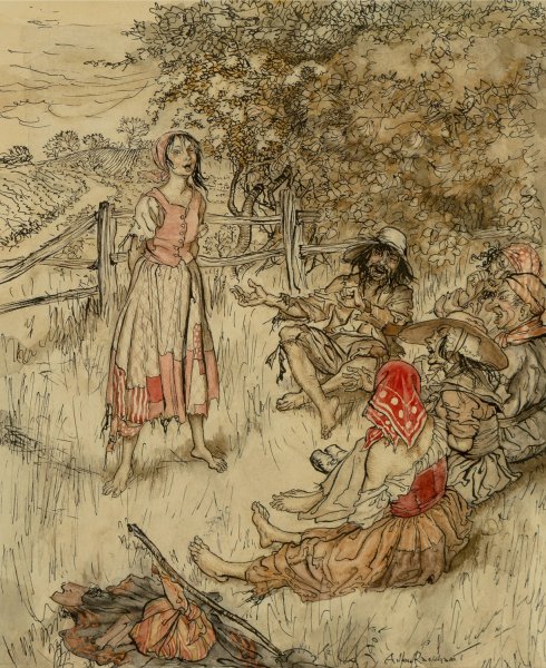 The Peasant Story Teller by Arthur Rackham - Hand-Painted Oil Painting Reproduction