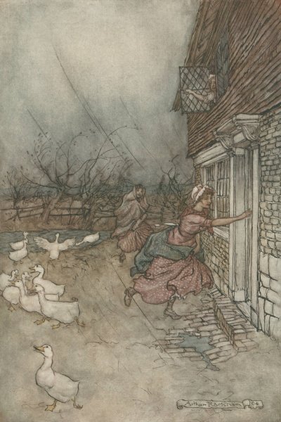 The rain always made a point of setting in just as he had some outdoor work to do  by Arthur Rackham - Hand-Painted Oil Painting Reproduction