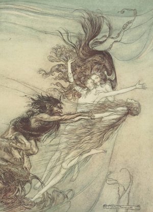 The Rhine-Maidens teasing Alberich by Arthur Rackham Oil Painting
