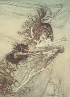 The Rhine-Maidens teasing Alberich by Arthur Rackham Oil Painting