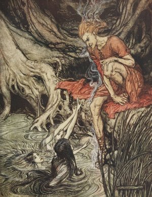 The Rhine's pure-gleaming children told me of their sorrow by Arthur Rackham Oil Painting