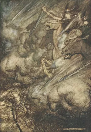 The ride of the Valkyries by Arthur Rackham Oil Painting