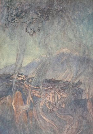 The sleep of Brunnhilde by Arthur Rackham Oil Painting