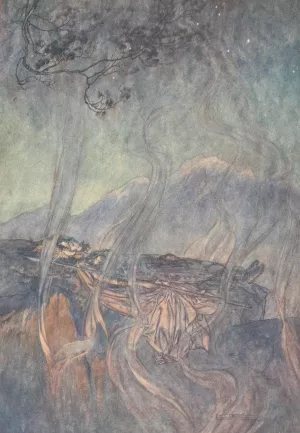 The sleep of Brunnhilde by Arthur Rackham Oil Painting