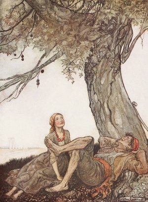 The Travellers and the Plane-tree by Arthur Rackham Oil Painting