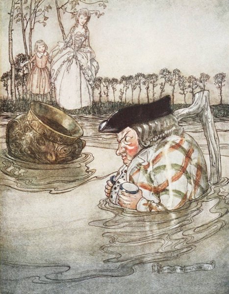 The Two Pots  by Arthur Rackham - Hand-Painted Oil Painting Reproduction