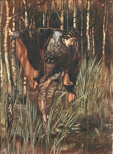 Main Product Photo of The white snake  Painting by Arthur Rackham