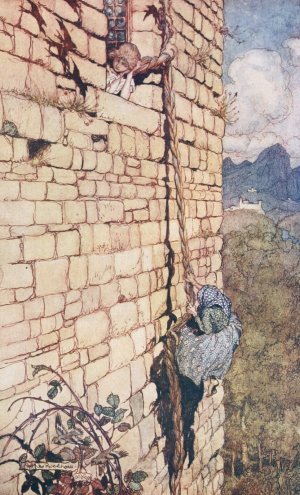 The Witch climbed up by Arthur Rackham Oil Painting