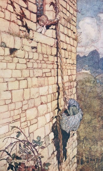 The Witch climbed up  by Arthur Rackham - Hand-Painted Oil Painting Reproduction