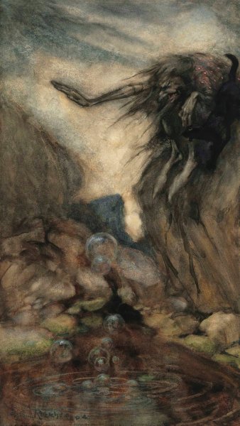 Main Product Photo of The Witch's Pool  Painting by Arthur Rackham