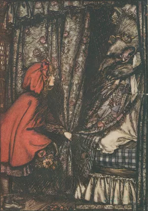 The wolf disguised as grandmother by Arthur Rackham Oil Painting