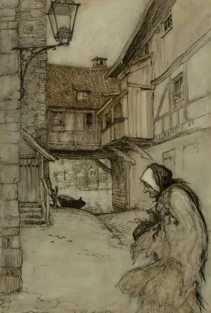 There was an Old Woman Who Lived in a Village Oil painting by Arthur Rackham