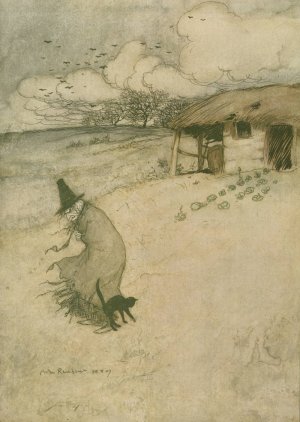 There's an old woman dwells upon Tappington Moor by Arthur Rackham Oil Painting