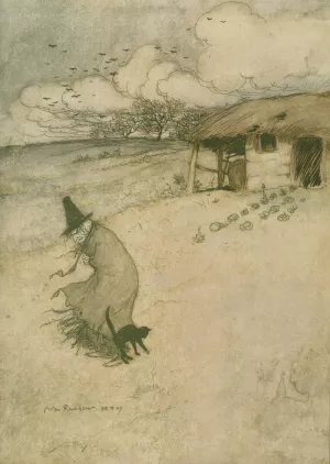There's an old woman dwells upon Tappington Moor by Arthur Rackham Oil Painting