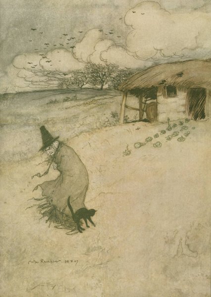 There's an old woman dwells upon Tappington Moor by Arthur Rackham - Hand-Painted Oil Painting Reproduction