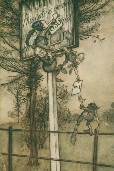These tricky fairies sometimes change the board on a ball night  by Arthur Rackham - Hand-Painted Oil Painting Reproduction