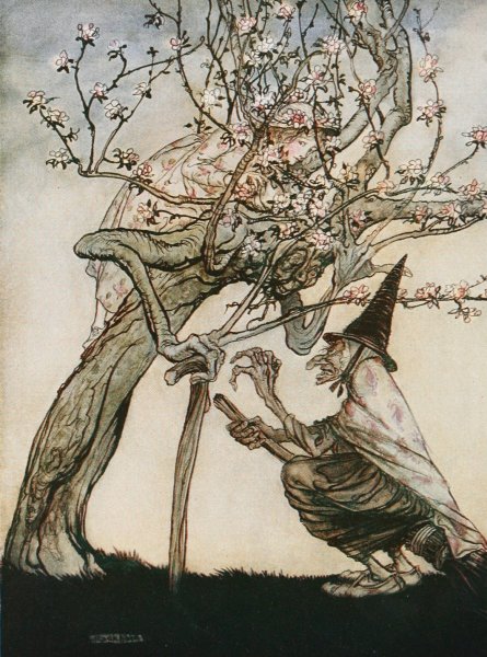 Tree of mine! O Tree of mine! Have you seen my naughty little maid  by Arthur Rackham - Hand-Painted Oil Painting Reproduction