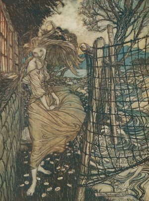 Undine outside the window by Arthur Rackham Oil Painting
