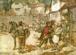 When a score of ewes had brought in a remarkable profit. by Arthur Rackham Oil Painting
