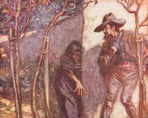 When he went over the wall he was terrified to see the Witch before him by Arthur Rackham Oil Painting