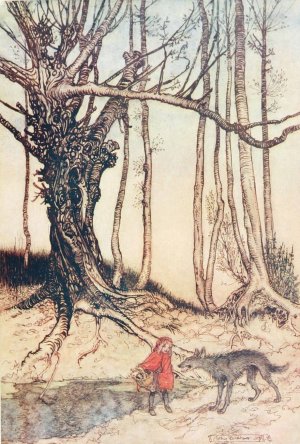 When she got to the wood, she met a Wolf by Arthur Rackham Oil Painting