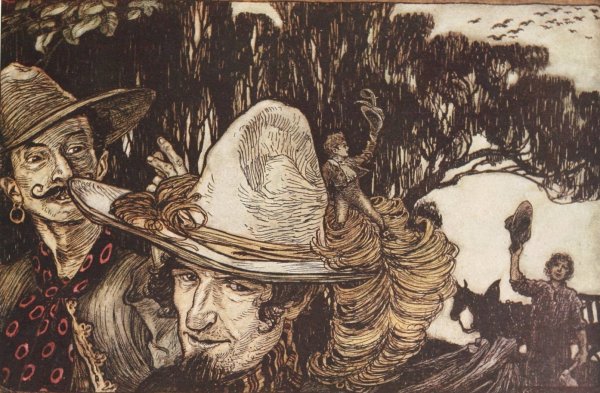 When Tom had said good-bye to his Father, they went away with him  by Arthur Rackham - Hand-Painted Oil Painting Reproduction