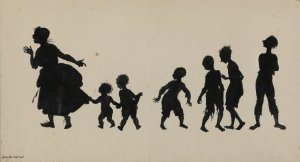 Woman and six children by Arthur Rackham Oil Painting