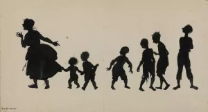 Woman and six children by Arthur Rackham Oil Painting