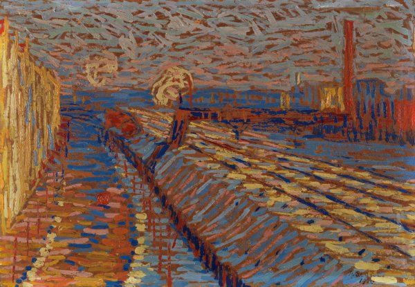 Bahndamm im Schnee  by Arthur Segal - Hand-Painted Oil Painting Reproduction