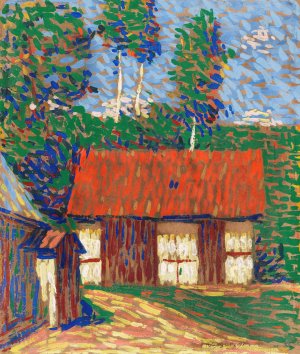 Rotes Dach by Arthur Segal Oil Painting