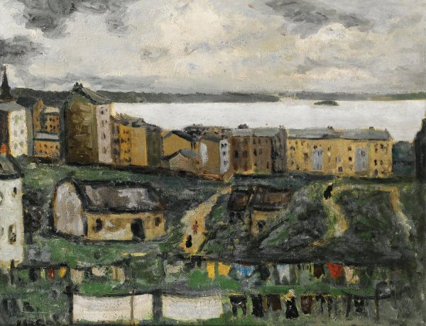 Village View by Arthur Segal - Hand-Painted Oil Painting Reproduction