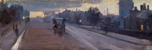 Hoddle St., 10 p.m. Oil painting by Arthur Streeton