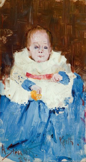 Orange, blue and white by Arthur Streeton Oil Painting