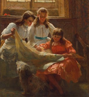 The reading lesson by Arthur Trevethin Nowell Oil Painting