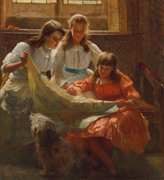 Main Product Photo of The reading lesson  Painting by Arthur Trevethin Nowell