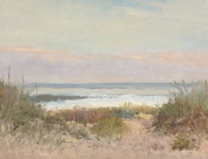 Beach, Grass and Surf by Arthur Turnbull Hill Oil Painting