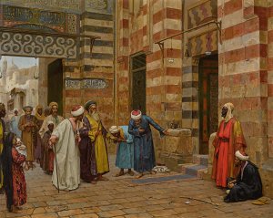 Arriving At The Mosque by Arthur Von Ferraris Oil Painting