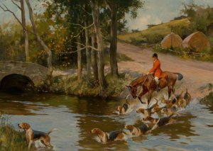 Going to the meet by Arthur Wardle Oil Painting