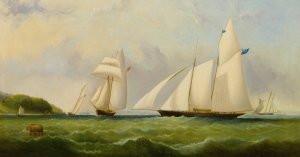 The Yacht Cambria Racing Off Ryde - Isle Of Wight by Arthur Wellington Fowles Oil Painting