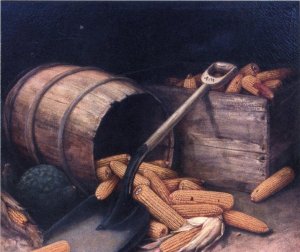 Barrel and Box of Corn with Scoup by Arthur Wesley Dow Oil Painting