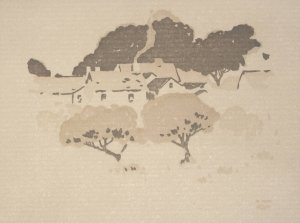Ipswich Prints; Village Roofs Oil painting by Arthur Wesley Dow