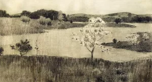 Japanese Tree in Bloom Oil painting by Arthur Wesley Dow