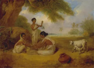 Grinding Corn by Arthur William Devis Oil Painting