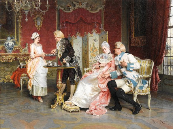 Nachmittagstee by Arturo Ricci - Hand-Painted Oil Painting Reproduction