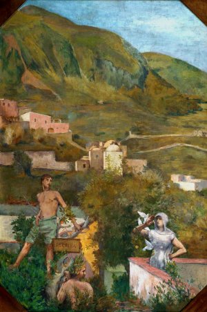 Ischia, scene antique by Ary Cornelis Renan Oil Painting